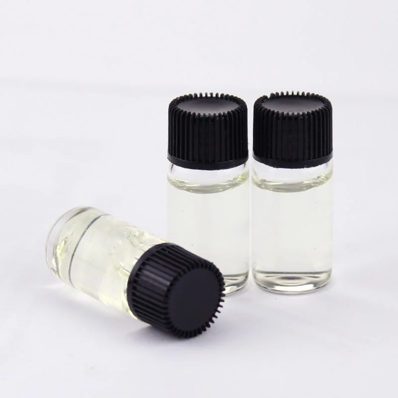 1ml 2ml 3ml 5ml clear Small Essence Glass Packing Bottle Vials with Black Plastic Screw Cap for Sample test