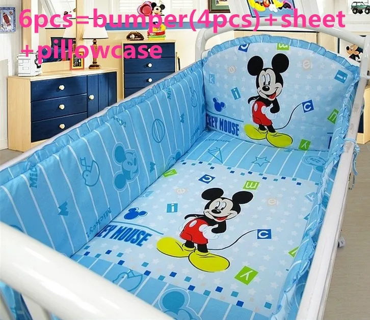 Discount 6 7pcs Mickey Mouse Baby Crib Bedding Set Baby Boy Girl Crib Bedding Sets Ropa