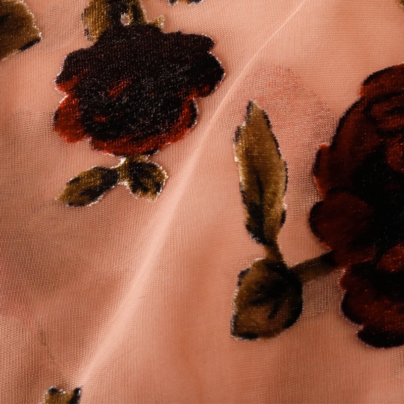 Wholesale 80Rayon 20nylon Floral Printed Burnout Fabrics Custom Design Burnout Velvet Mesh Fabric