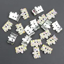 10 Pcs Glitter 3D Crown AB Rhinestones For Nail Art Decorations Gel Polish DIY Silver Alloy
