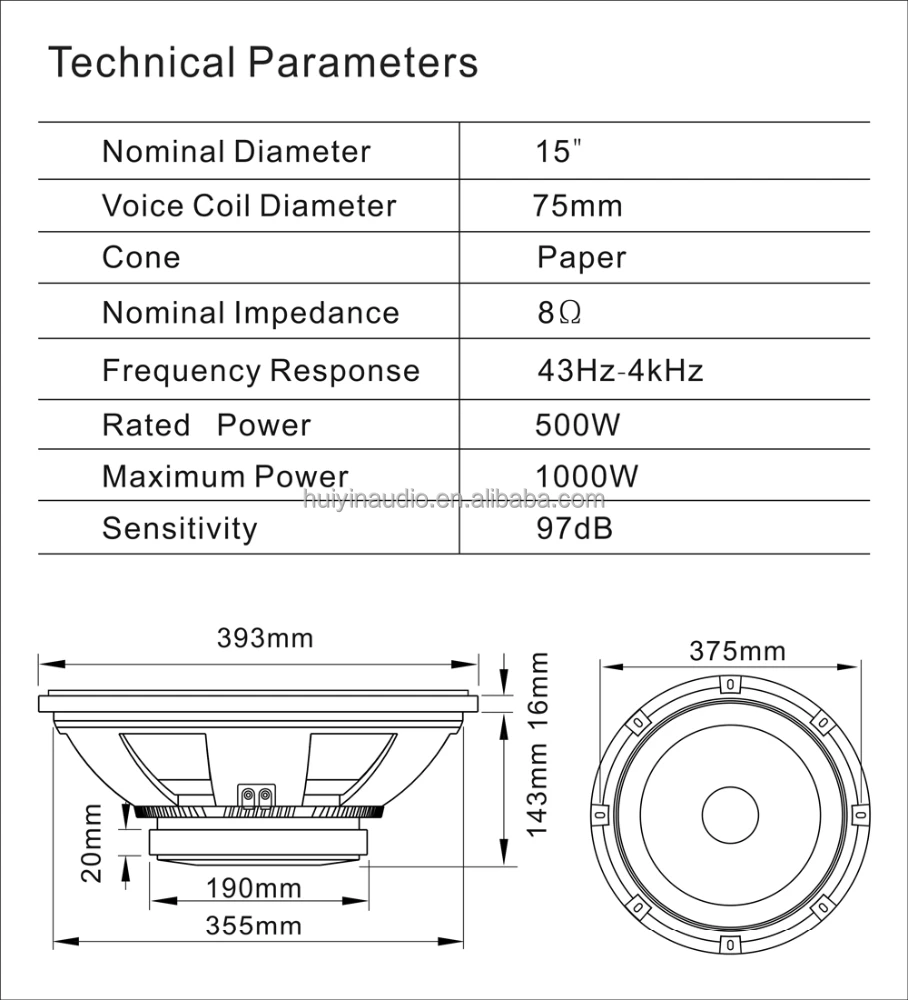 15 Inch Professional Woofer Speaker Pro Midbass Speakers