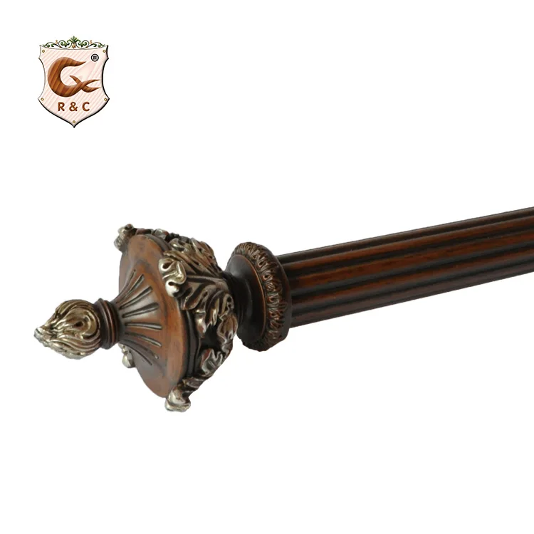 Manufacturer High Quality Curtain Rod Antique Brass Wood Curtain Rods for Windows