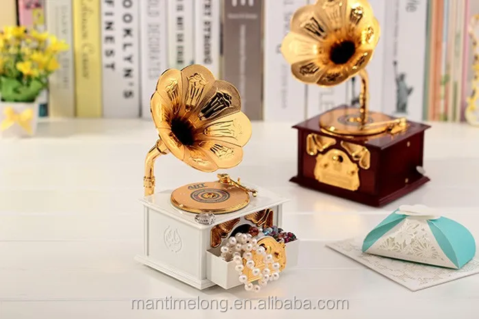 
 Ностальгические воспоминания! Винтажная музыкальная шкатулка граммофона, музыкальная шкатулка в стиле ретро с художественным диском  