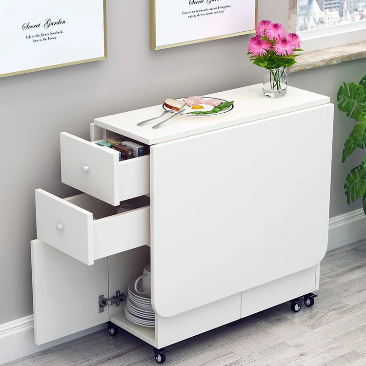Rectangular Mobile Kitchen Locker Simple Dining Table Chair Combination Simple Modern Small Apartment Telescopic Folding Table