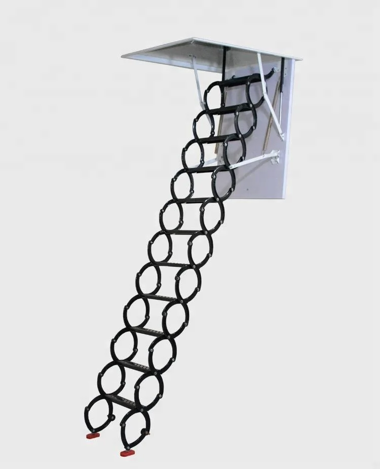 12-Step Combination Structure Metal Telescopic Attic Ladders with Wood Frame Stable and for House Loft Use