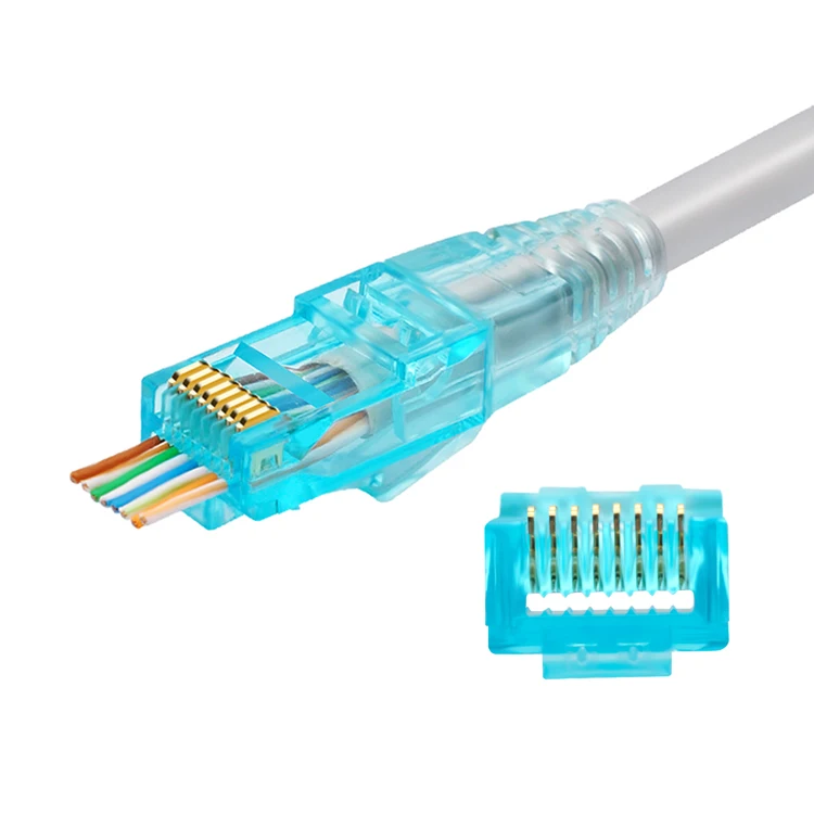 Free samples UTP FTP Cat5e Cat6 End Pass through RJ45 Connector EZ-RJ45 Cat 6 Connectors with boot