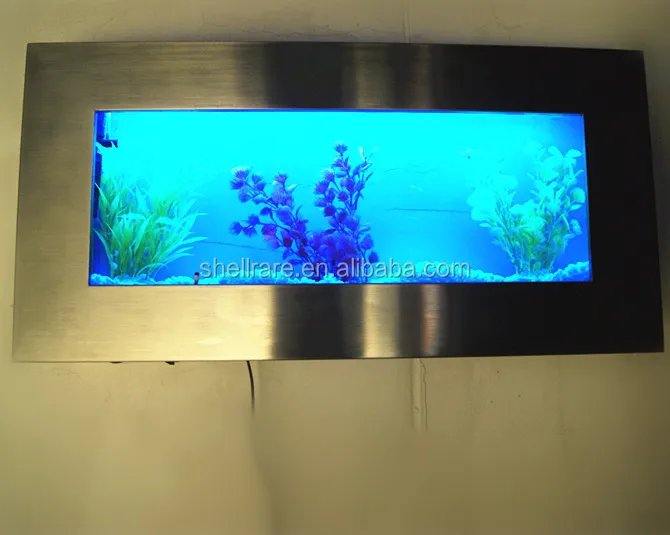 Knstliches Wandmontiertes Aquarium aus Edelstahl und Gehrtetem Glas