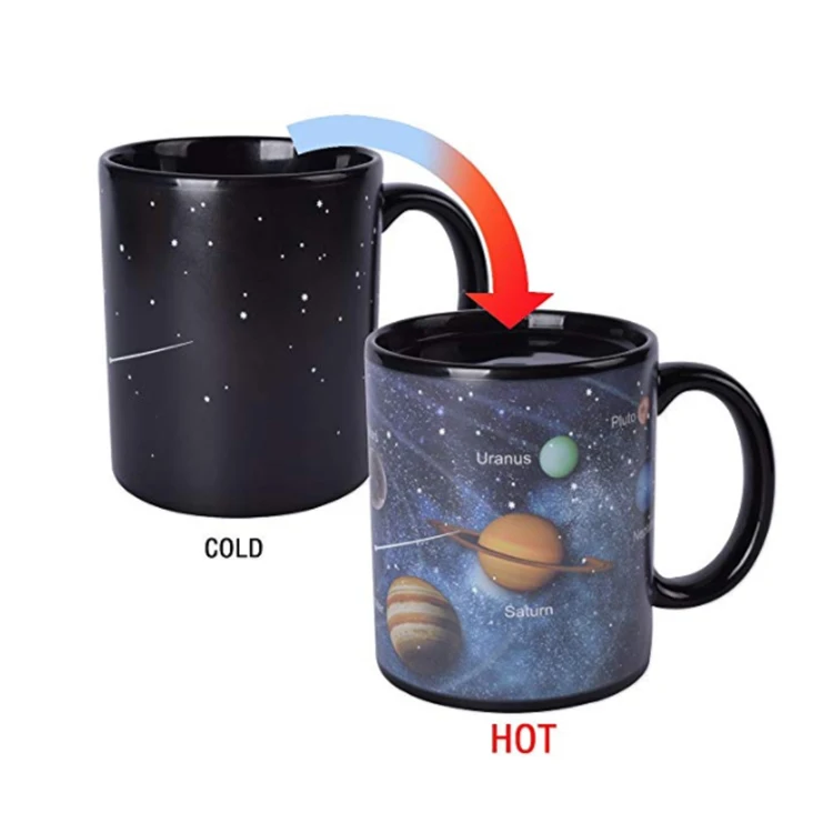 ANGANGAN Tazza Cambia Colore con Calore, Tazza Magica Ceramica termosensibile Coffee Tea Cup 300 ml (stella