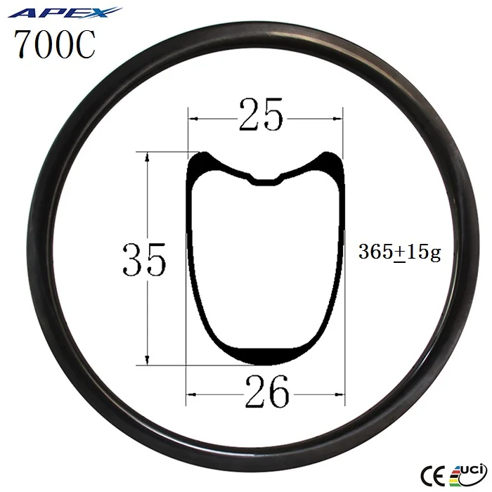 APEX Ultra Light 306g 700C Wheel Bicycle Rims 35mm Deep Carbon Road Rims