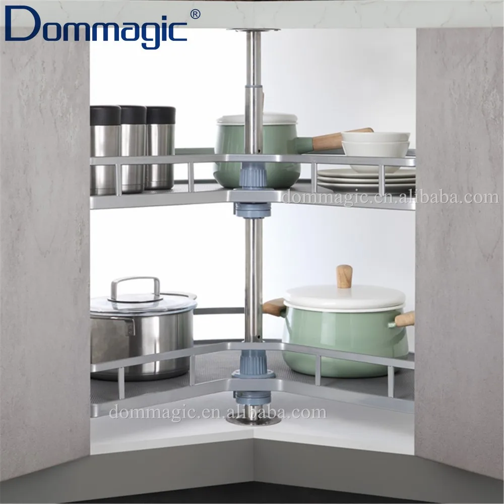 270 Revolving Basket Kitchen Storage Basket Two Tiers 270 Degree Revolve Wooden Tray