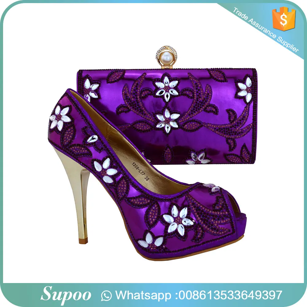 Latest Top Quality Purple Shoes And Bag With Glitter Pattern Decoration Girls High Heel Sandals Party Wear High Heels Buy Party Wear High Heels Girls High Heel Sandals Purple Shoes And Bag With