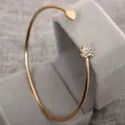 Fashion Simple Alloy Double Heart Shape With Crystal Open Cuff Bangle