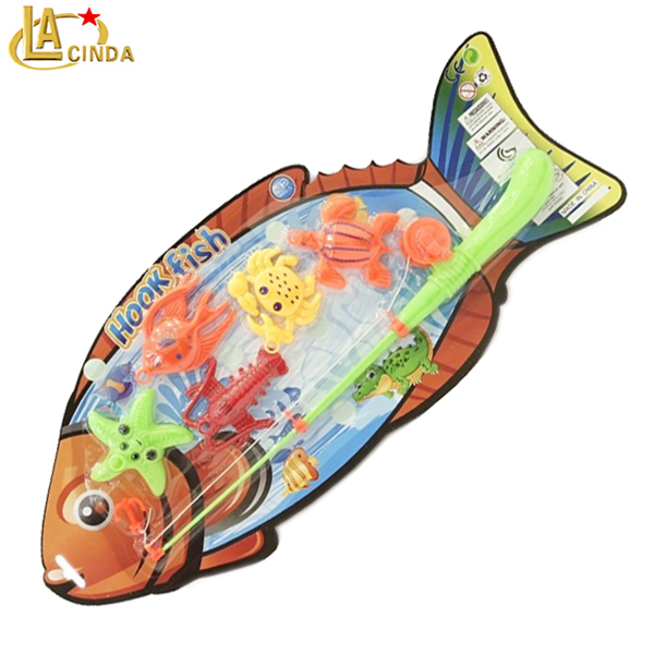 
 Упаковка игрушек для рыбалки, блистерная карточка, игрушка для рыбы, пластиковые рыбы 5 шт. с удочкой  