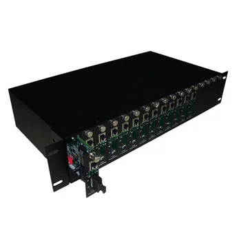 Telecommunication concentrated management rack mount 16 port media converter chassis
