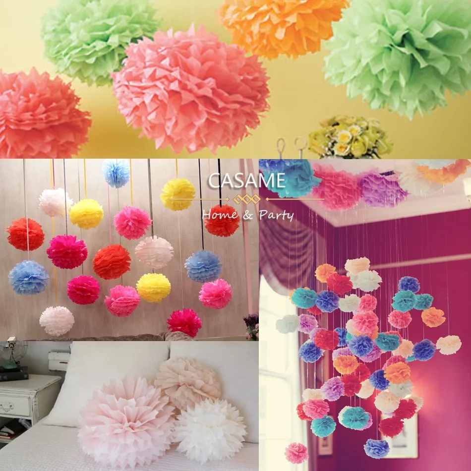 25cm Hot Pink Shade Tissue Paper Pompom Pom Pom Hanging Flower Balls Garland Wedding Party Decorations 20cm /& 10 Pack of 12 Mixed 8