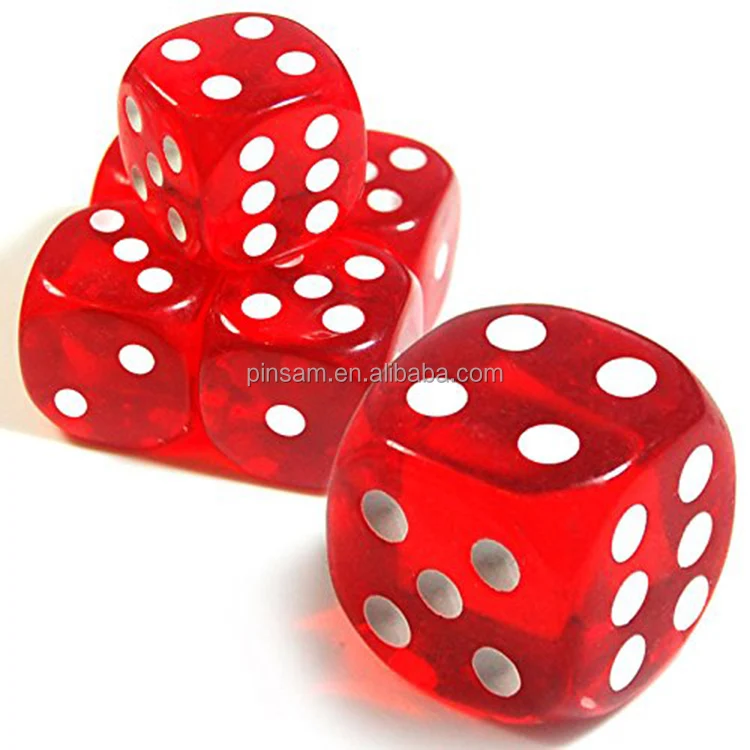 Manufacturer Polyhedral Red Color Transparent Dice for Game 14mm Plastic Dice 6 Sides