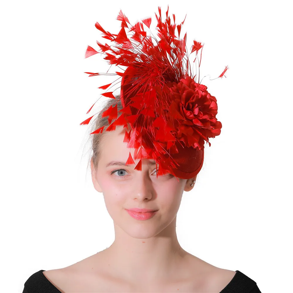 Sinamay Fascinator Hat with Feather Decoration for Women display picture 2