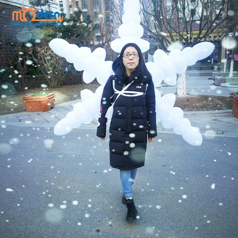 Carnival Adult Dancing Performance Inflatable Christmas Snowflake Costume with Light Effects