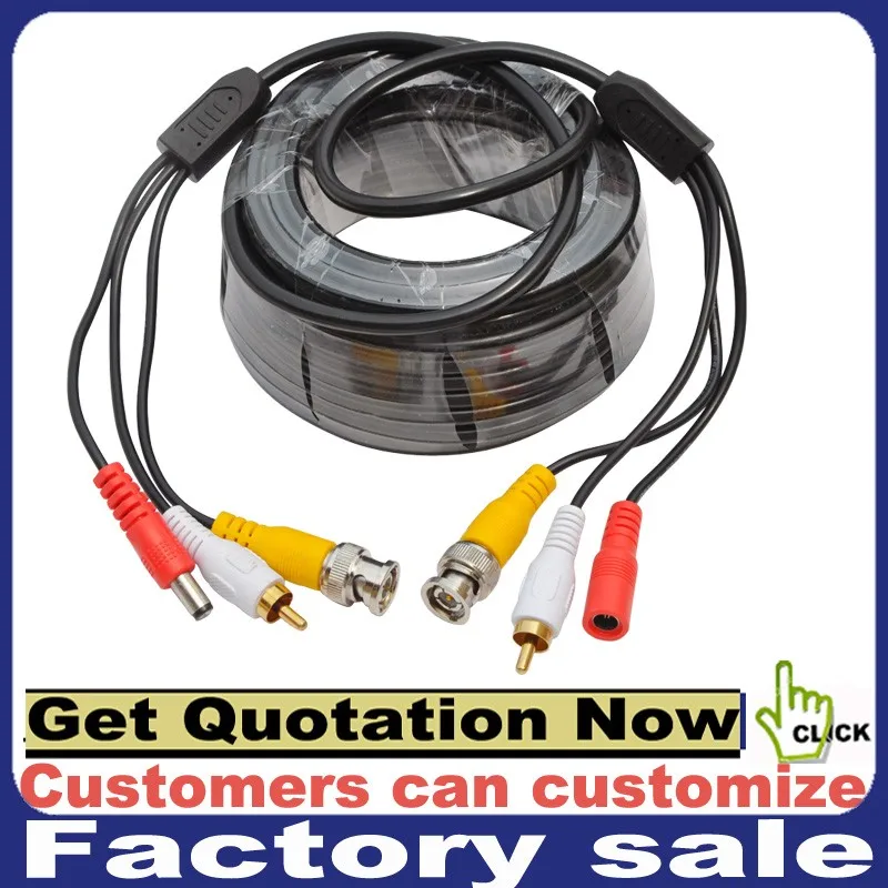 Customize BNC DC RCA 3 in 1 Cctv Camera Extension Audio Video  Cable for Cctv Security Camera