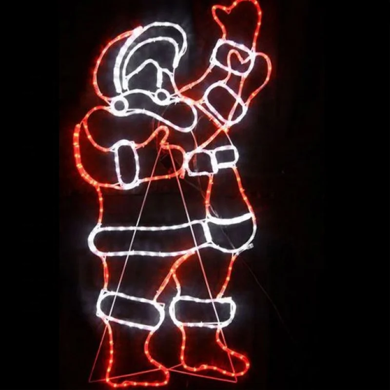 Outdoor 2D Rope Light Animated LED Santa Motorbike Golf Cart Characters for Commercial Christmas Lawn Rooftop Decoration
