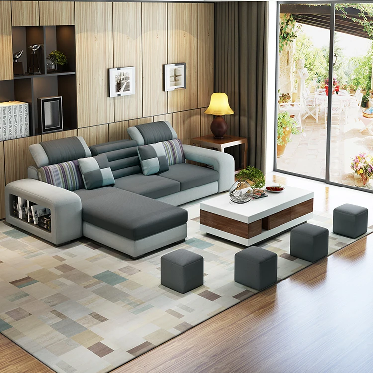 Home Furniture General Use and Living Room Sofa Fabric Corner Sofa L Shaped Sofa