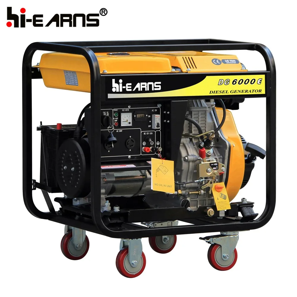 DG6000E 5KW Open Frame Universal 4inch Wheel diesel Generator Price