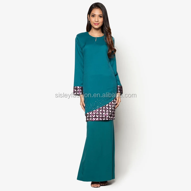 Chiffon Fashion Design Lace Baju Kurung 