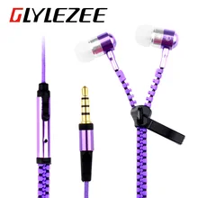 Colorful Metal Zipper Style Earphone Fashion Headset 3.5mm Microphone Stereo Bass for Mobile Phone iPad MP3 MP4 Speaker Fm Radio