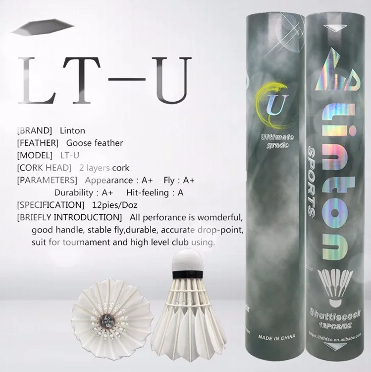 Linton 12 шт. портативные воланы для бадминтона из белого гусиного пера уличных спортивных тренировочных мячей