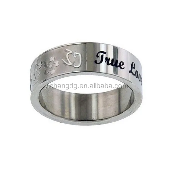 Personalized Stainless Steel True Love Waits Black Ring