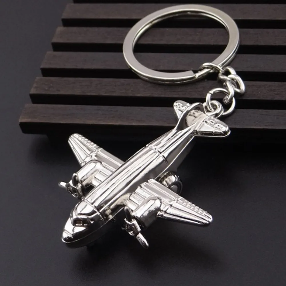 7 cm Silver Metal Keyring Stocking Filler Gift Porte-clés Argent Aeroplane 