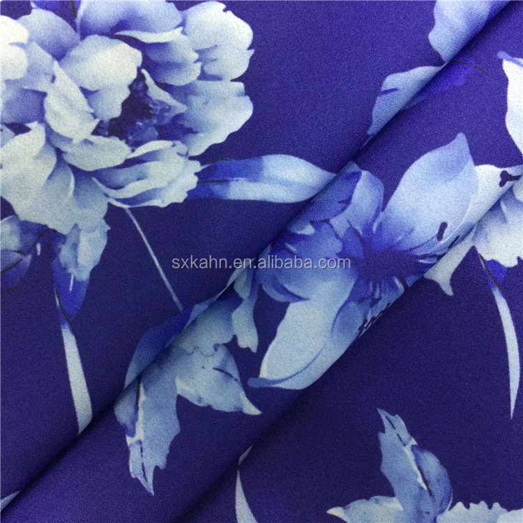 Kahn Digital Printing No Moq Fabric Printed  Polyester Wool Dobby Chiffon Fabric