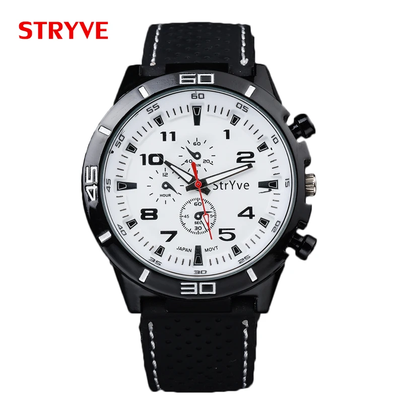 New Design Stryve Brand Speed Racing Japan Quartz Movement Classic Black Silicone Sports Men Watch  Relojes Hombre