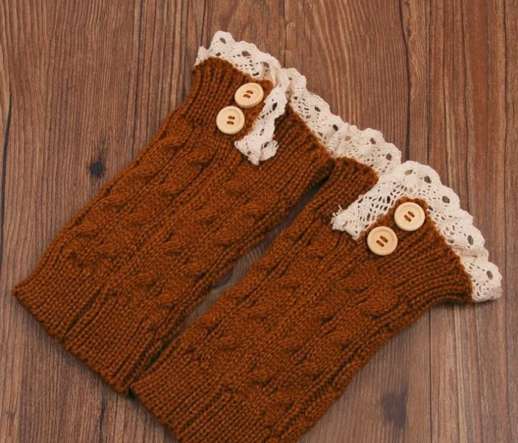 Женские вязаные крючком кружевные Обрезанные топперы манжеты Подкладка гетры носки для сапог