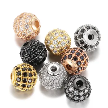 Wholesale 10mm Micro Paved Copper CZ Ball Beads Charm For DIY Making Bracelet Black Cubic Zirconia CZ Ball Charm Beads