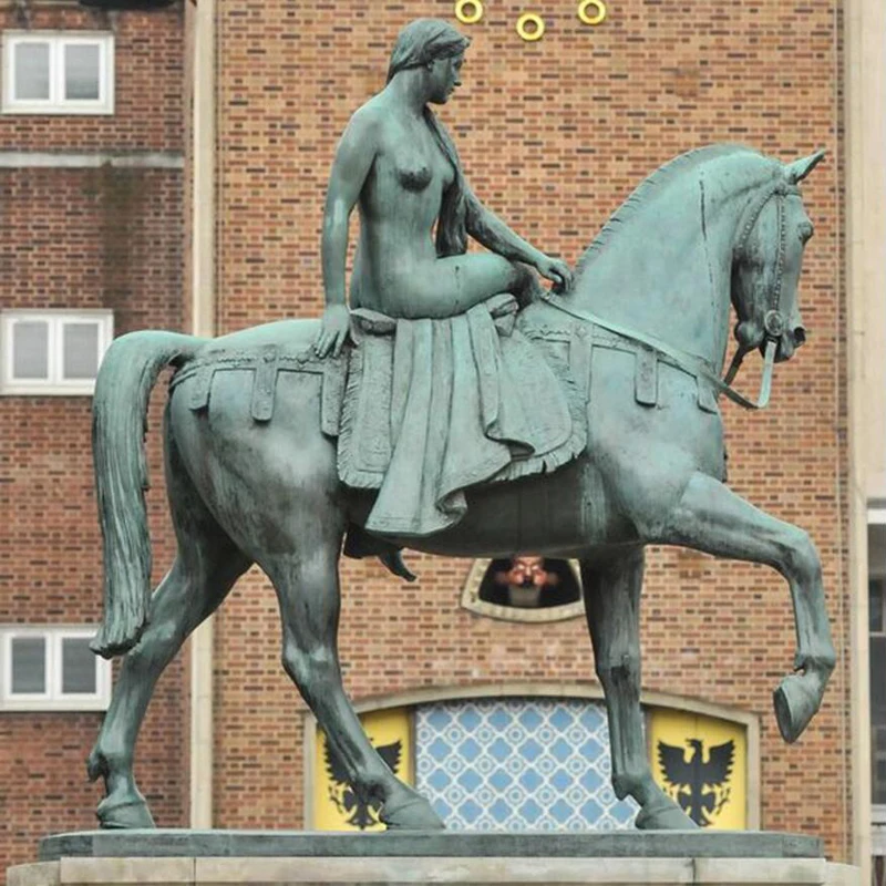 Source ギリシャのローマ風の等身大半裸の女性真鍮像ヌードレディ乗馬