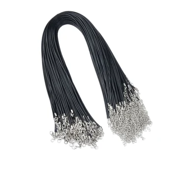 20pcs 2mm Alloy Wax Cord Black Leather Rope Chain Women Accessories for Necklace