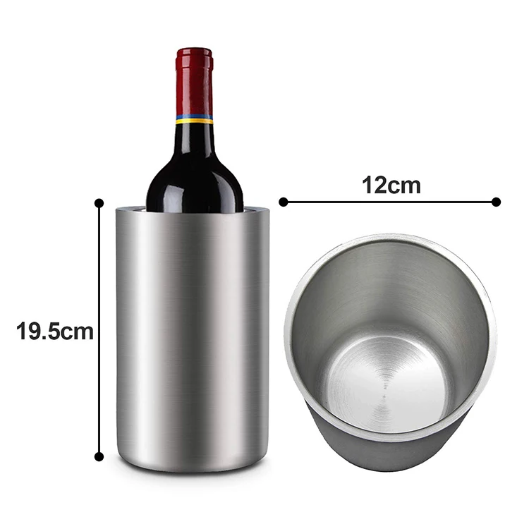 ELITRA Home Double Insulated Steel Ice Bucket & Wine Chiller with Lid 3L Silver 