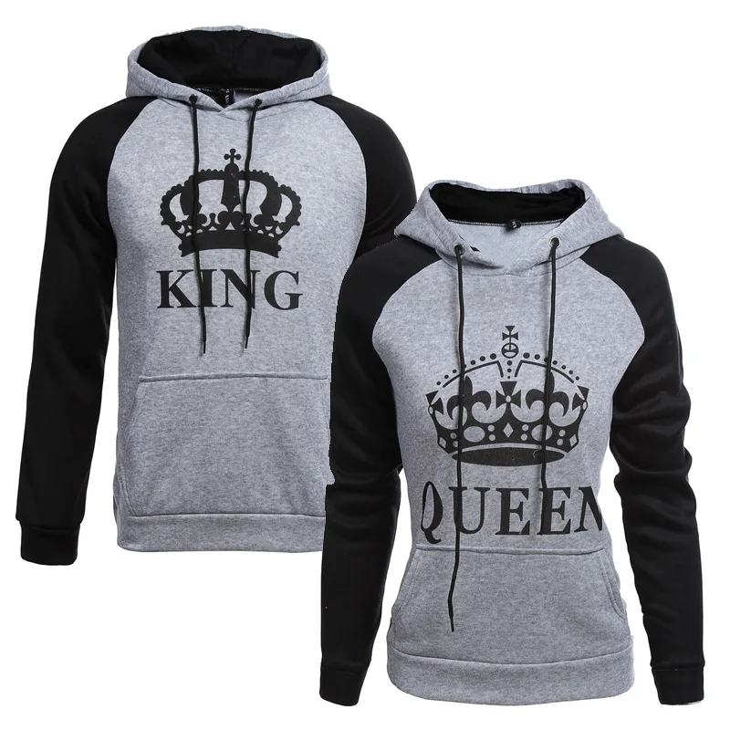 Sudaderas Con Capucha Unisex Para Hombre Y Con De Corona King Y Queen,Sudadera Ajustada Para Parejas,Amantes Del Invierno,Jerséis Con Capucha De Retales - Buy Los Amantes De Sudaderas Con Capucha