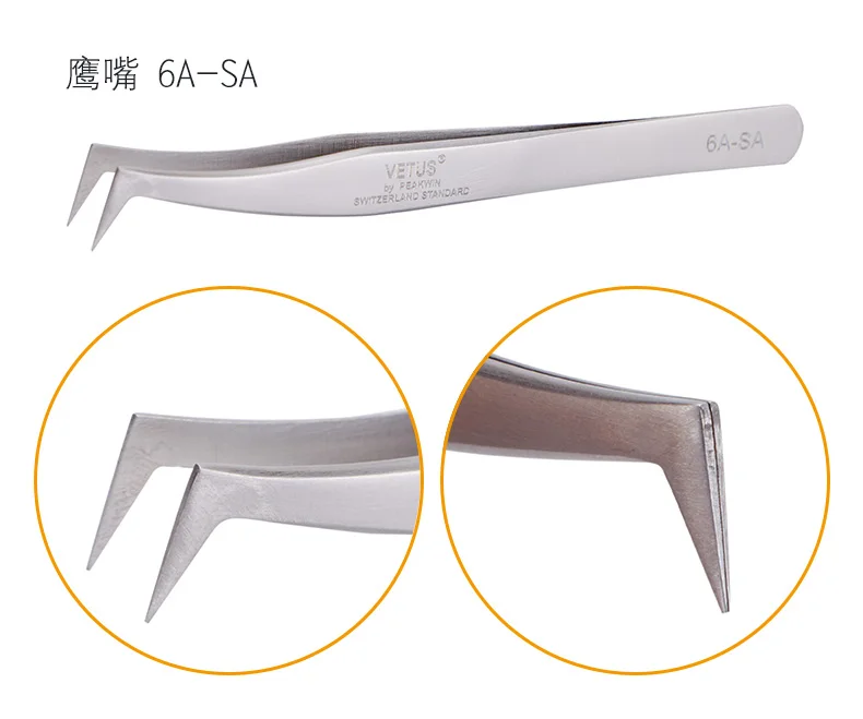 
 Высокое качество 6A-SA нержавеющая сталь 3D 6D вентилятор русский объем ресниц Пинцет объем накладных ресниц Пинцет  