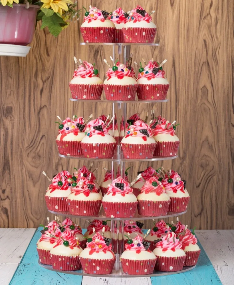 Focanat Cupcake- en Taartstandaard, 4 niveaus, taartstandaard, fruitstandaard, etagère voor bruiloft, verjaardag, feest, buffet, babyshower