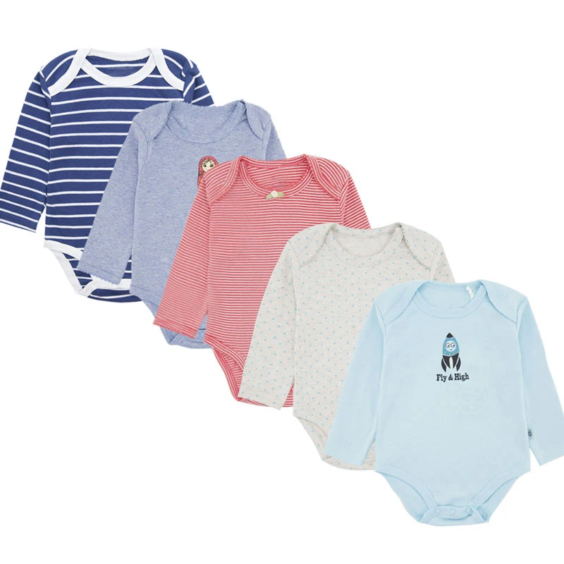 Бесплатный образец, высококачественное красочное боди с круглым вырезом и длинным рукавом для новорожденных, оптовая продажа