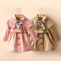 Baby bow dust coat the new spring and autumn outfit Korea 2016 children s wear female