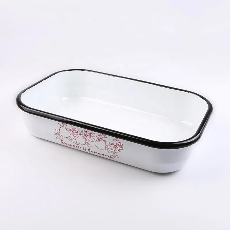 Good Selling Baking Dishes & Pans White Square Enamel Bakeware Baking