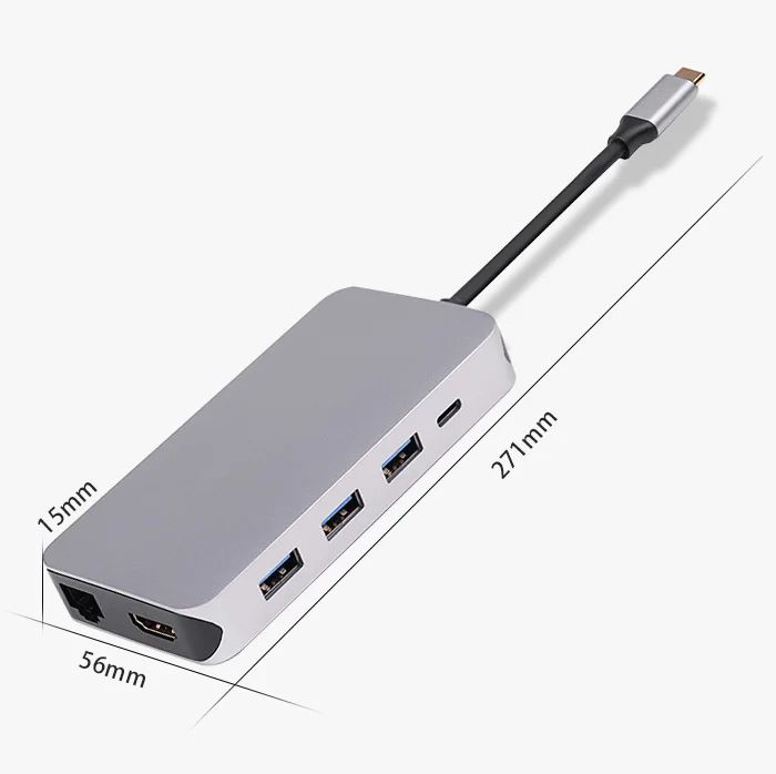 9 в 1 Модернизированная версия алюминиевый тип-c адаптер с Thunderbolt 3 4kHD USB C концентратором