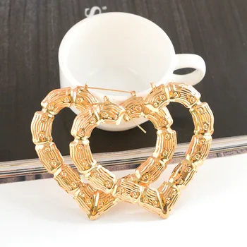 Latest New Design 18K Gold Plated Jhumka Earrings Big Hoop Bamboo Earring Round Circle Hoop Earrings