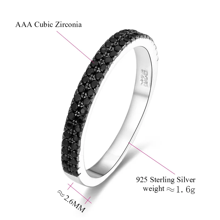 POLIVA Black Stone Onyx Diamond Female Finger Ring Design 925 Sterling Silver Beautiful Simple Fashion Zircon Engagement Wedding