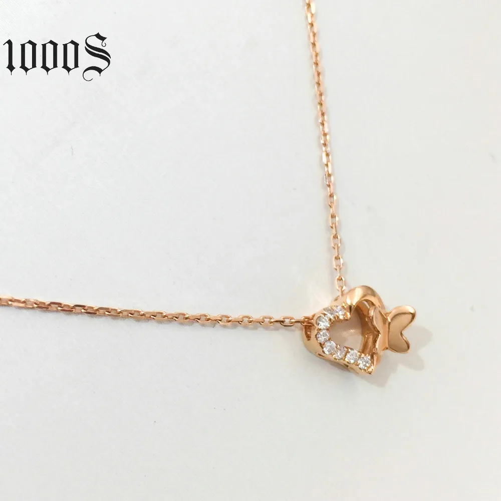 18k Gold Diamond Heart Butterfly 