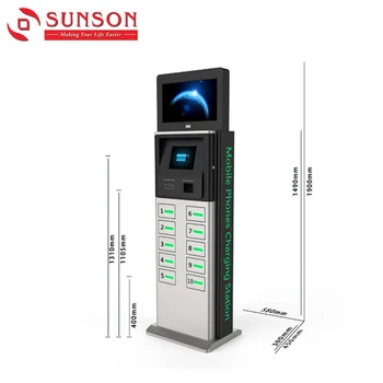 Shopping Mall Cell Phone Charging Kiosk Station With Free Software