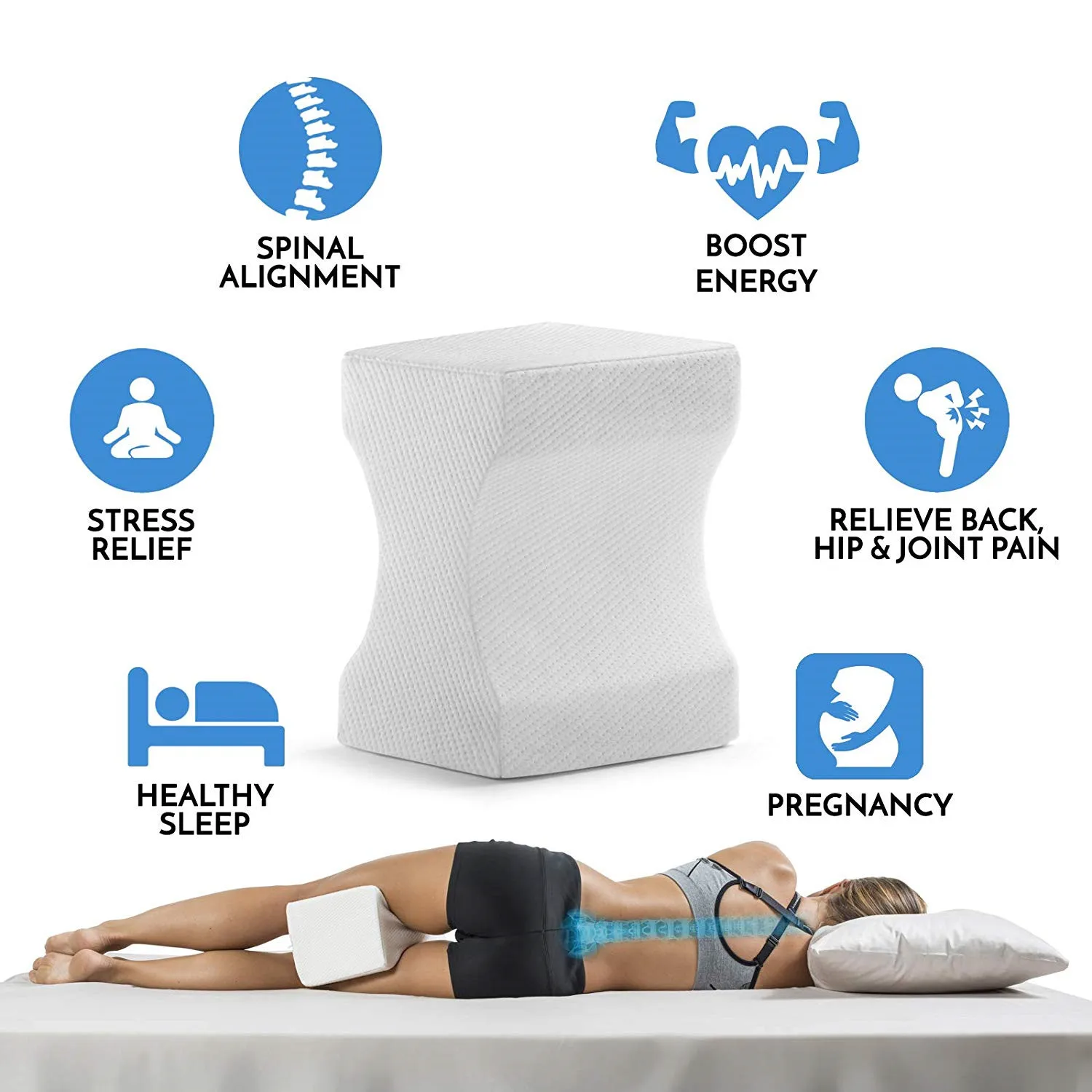 1pc leg pillows for sleeping side sleeper,knee pillow for side sleepers hip  pain,Soothing Pain Relief for Sciatica, Back, Hips, Knees, Joints